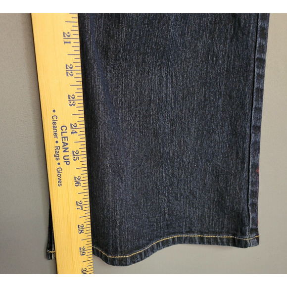 Jordache Bootcut Jeans Womens 16 Blue Dark Wash Stretches Trouser Button Pockets - Picture 5 of 16